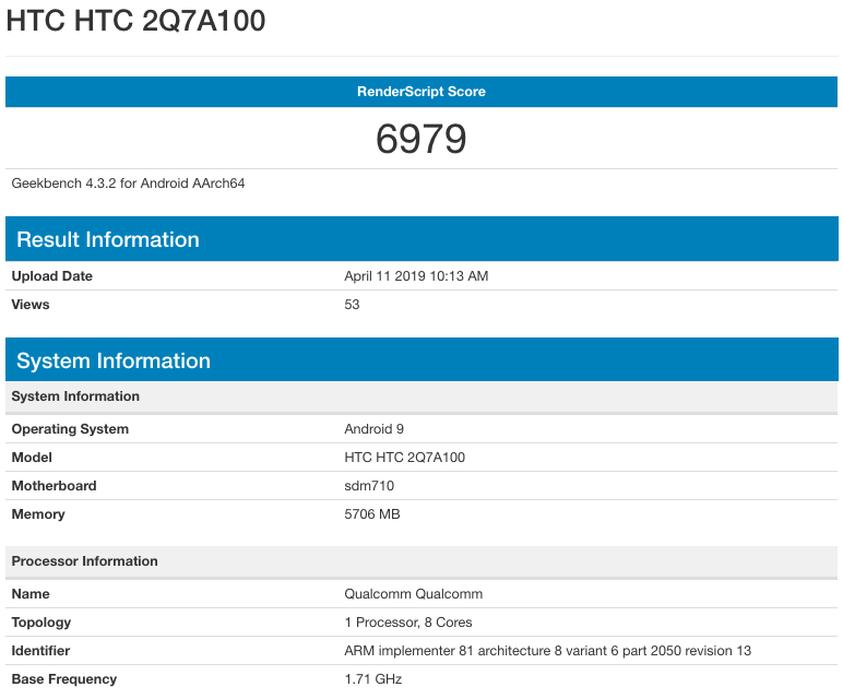 HTC 2Q7A100 Geekbench