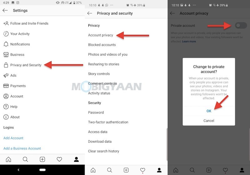 How to switch business Instagram account into private account Guide 1