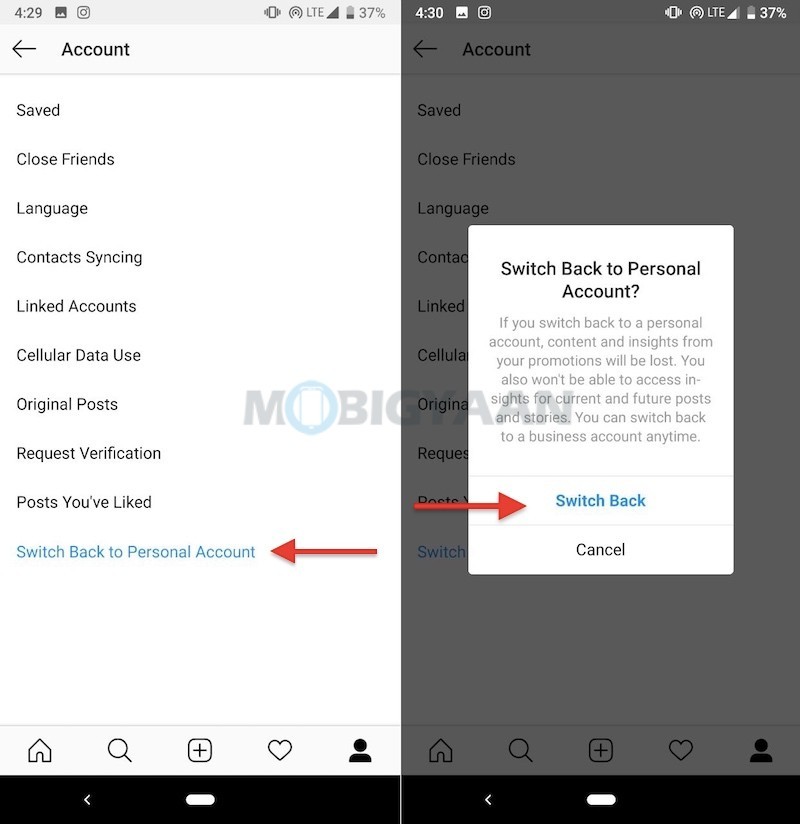 How to switch business Instagram account into private account Guide 2