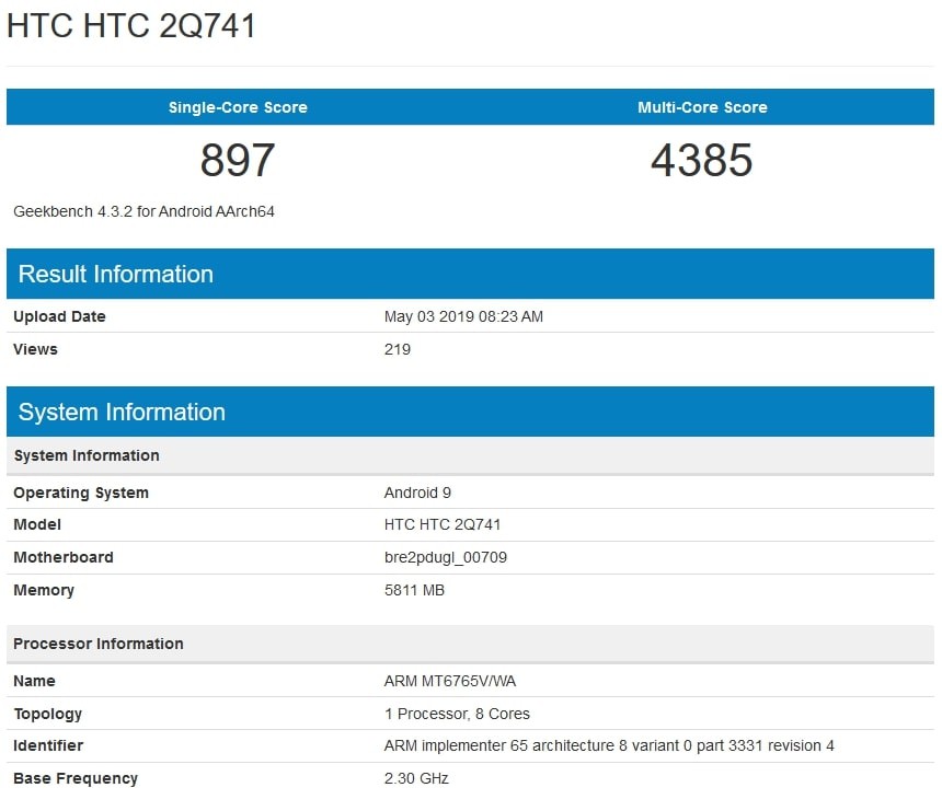 HTC 2Q741 Geekbench
