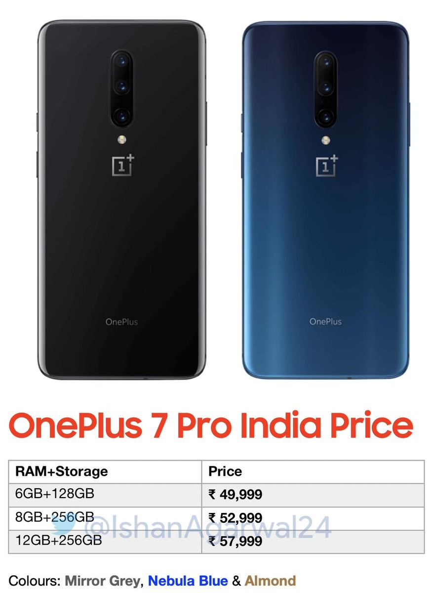 oneplus 7 pro india pricing leak