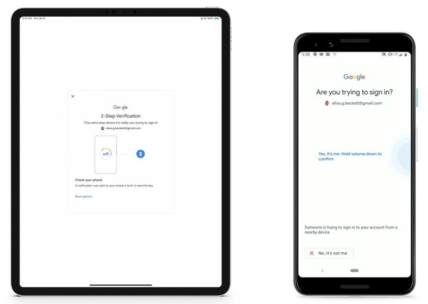 Google two-factor Android iOS Devices