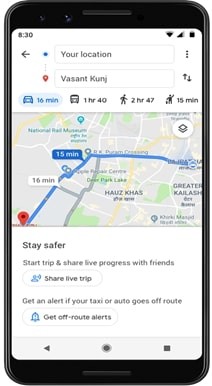 Google Maps Stay Safe