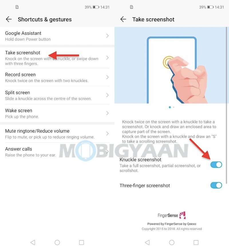 How to take screenshots with gestures Honor 20 Guide 2
