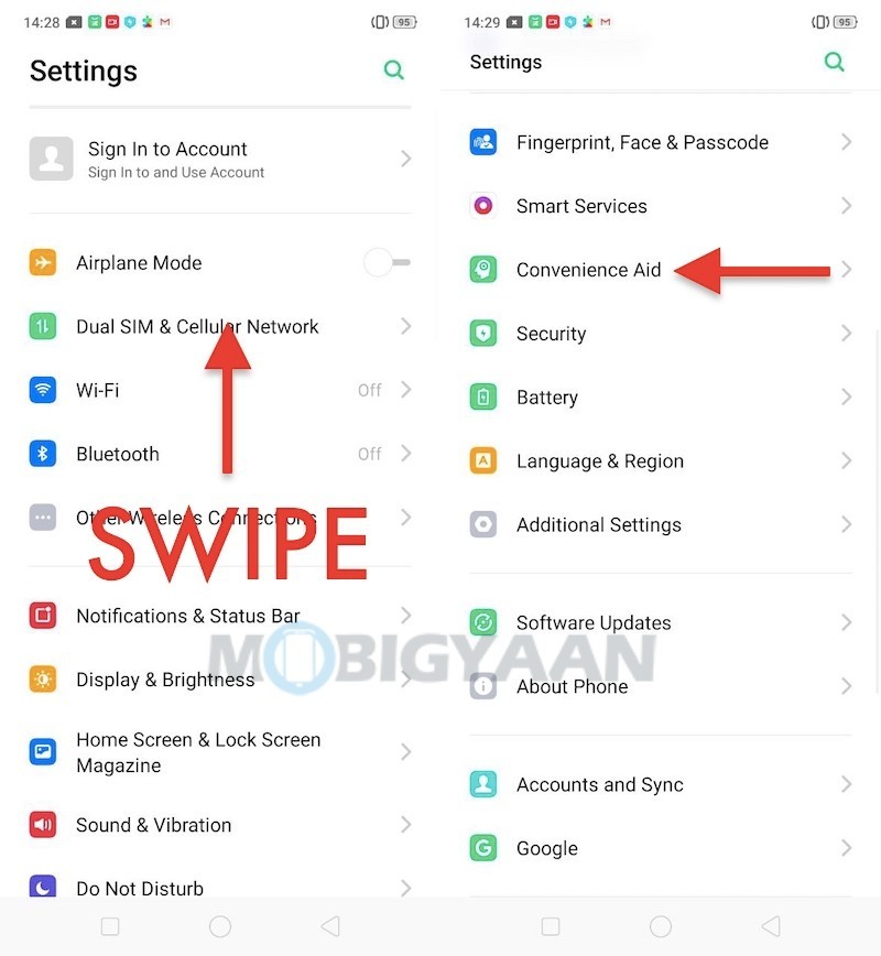 How to take three finger screenshots on Realme X Guide 1