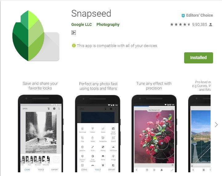 Snapseed Play Store