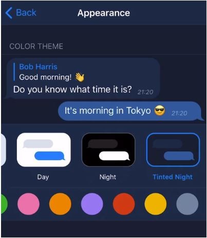 Telegram Night Mode Accent