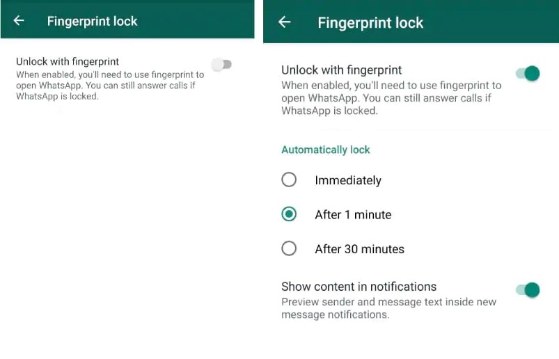 WhatsApp Fingerprint Lock Android