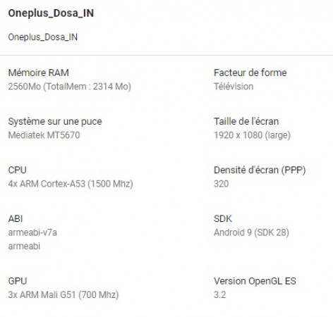 OnePlus TV Specs Leak