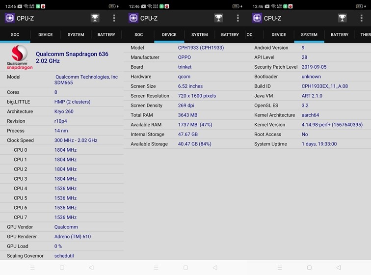 OPPO A5 CPU Z