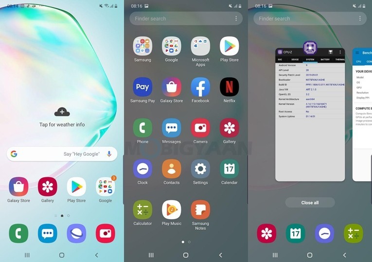 Samsung Galaxy Note10 Plus App and Recent