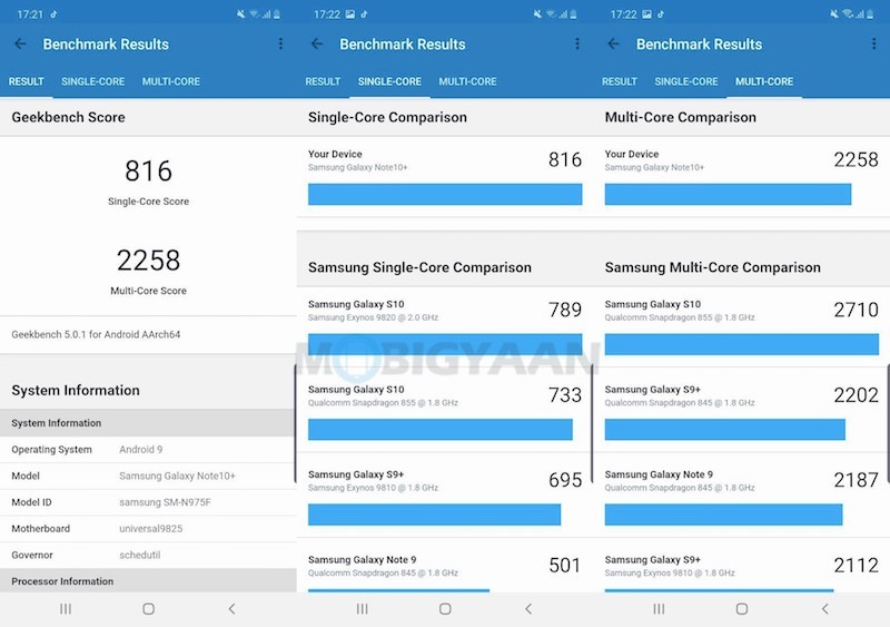 Samsung Galaxy Note10 Plus CPU Geekbench 1