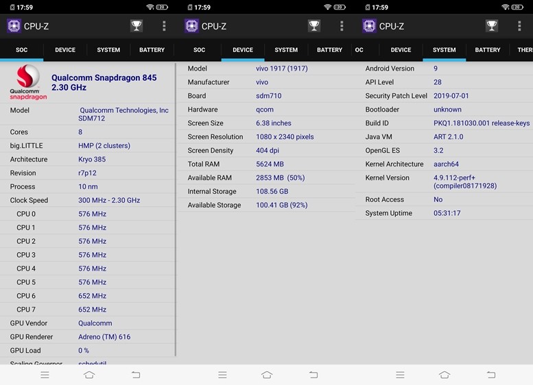 Vivo Z1x CPU Z