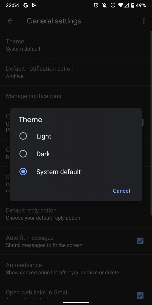 Gmail Dark Mode for Android