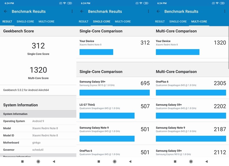 Geekbench 5 Redmi Note 8