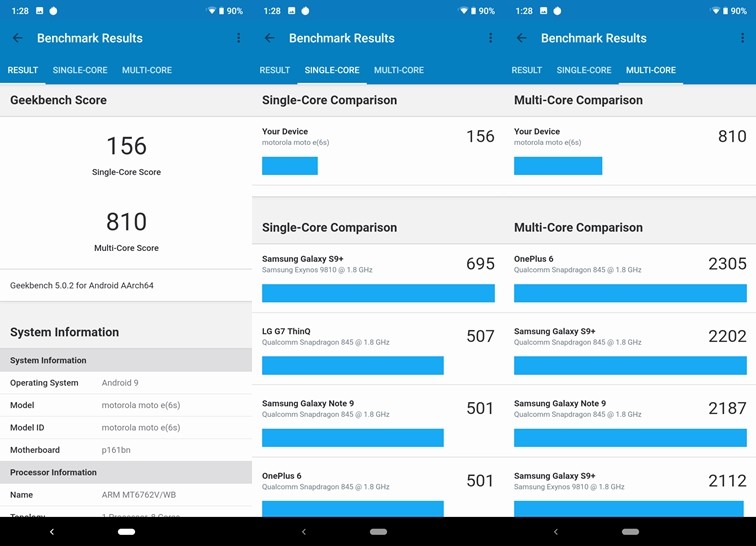 Geekbench Moto E6s