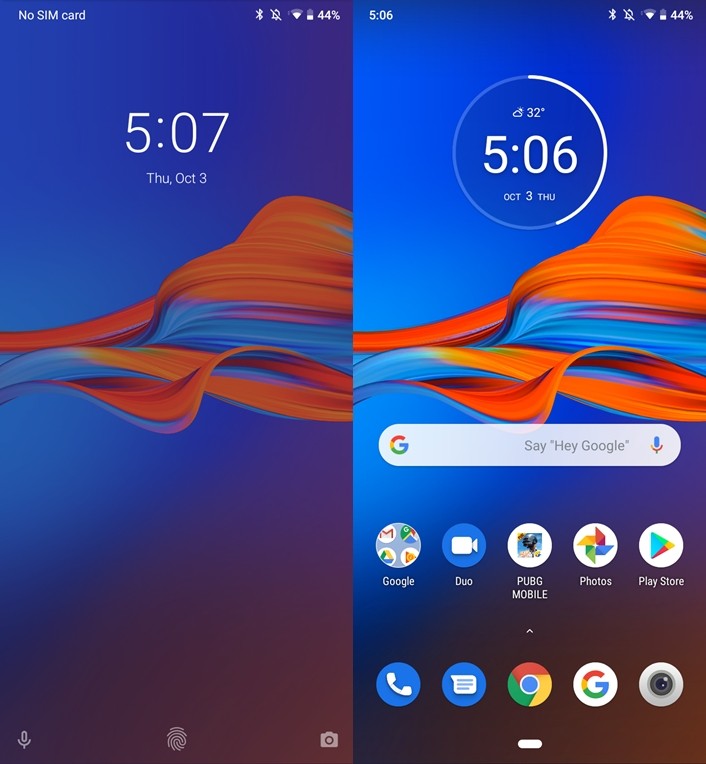 Home Screen and Lock Screen Moto E6s