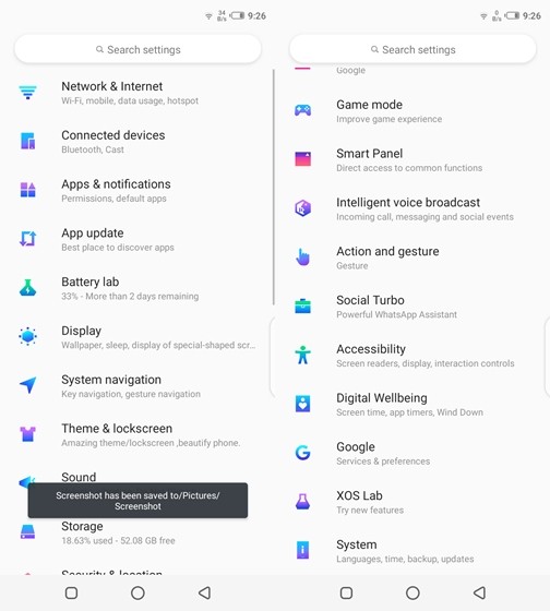 Infinix S5 Settings