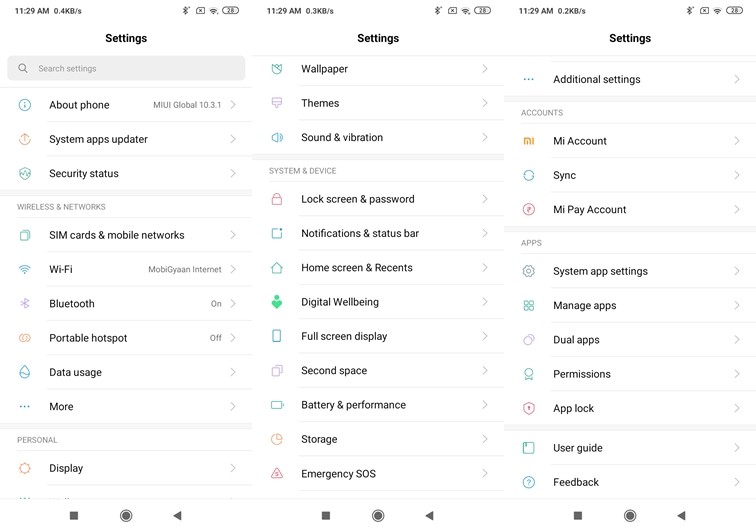 Redmi 8A Review 16 Redmi 8A Settings