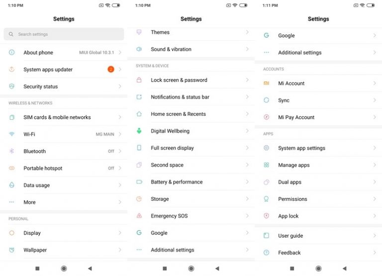 my setting redmi note 8
