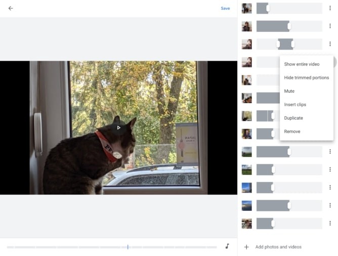 Google Photos Web Video Editor