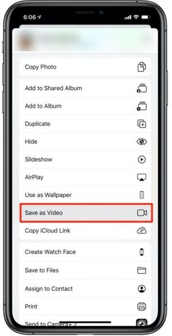 Save Live Photos as Video in iOS 13