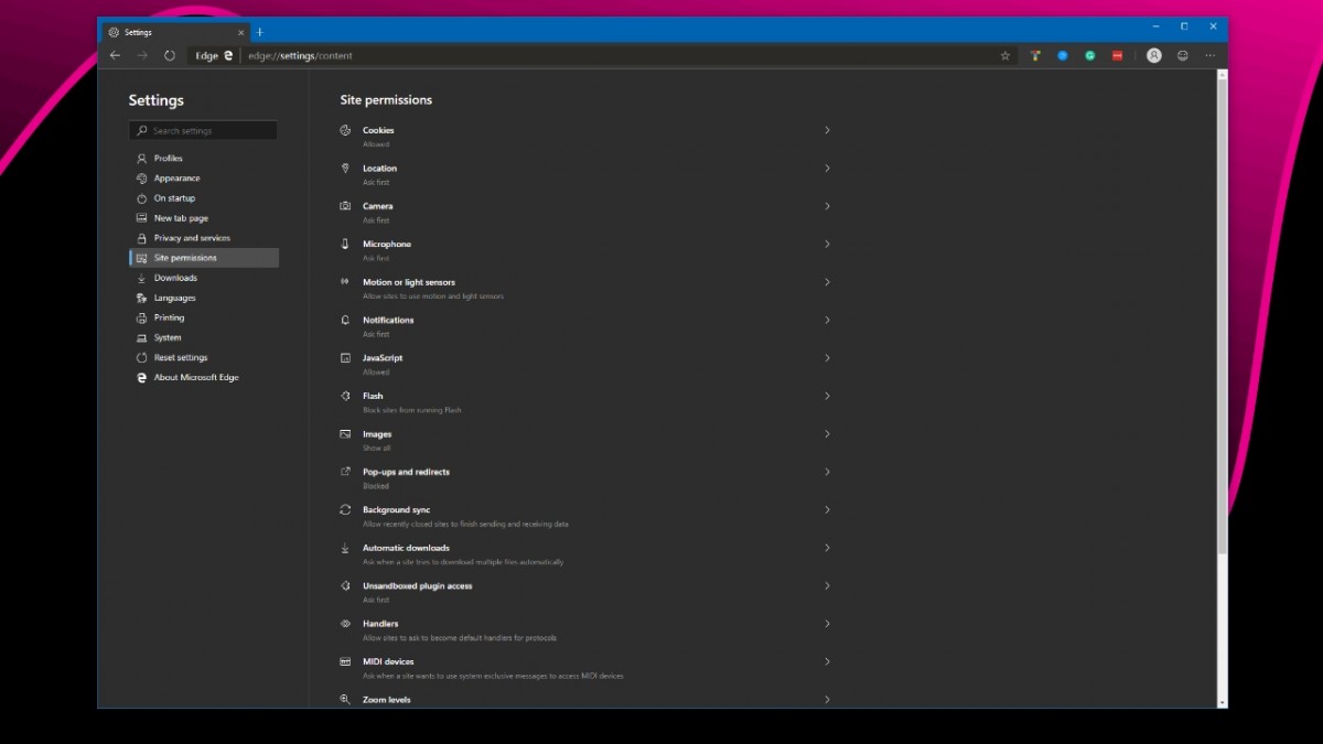 Microsoft Edge Dark Mode