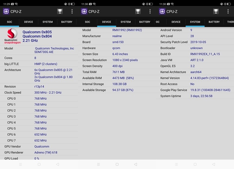 CPU Z Realme X2