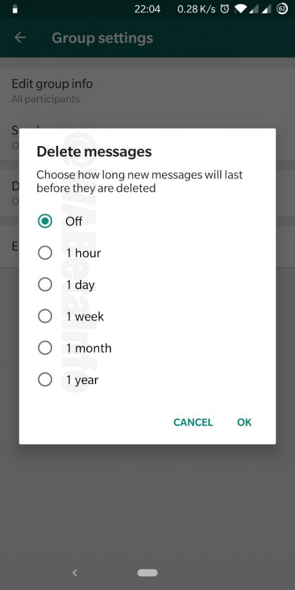 WhatsApp Delete Message Feature