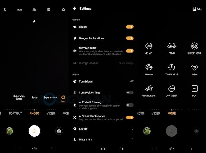 Camera UI vivo V19