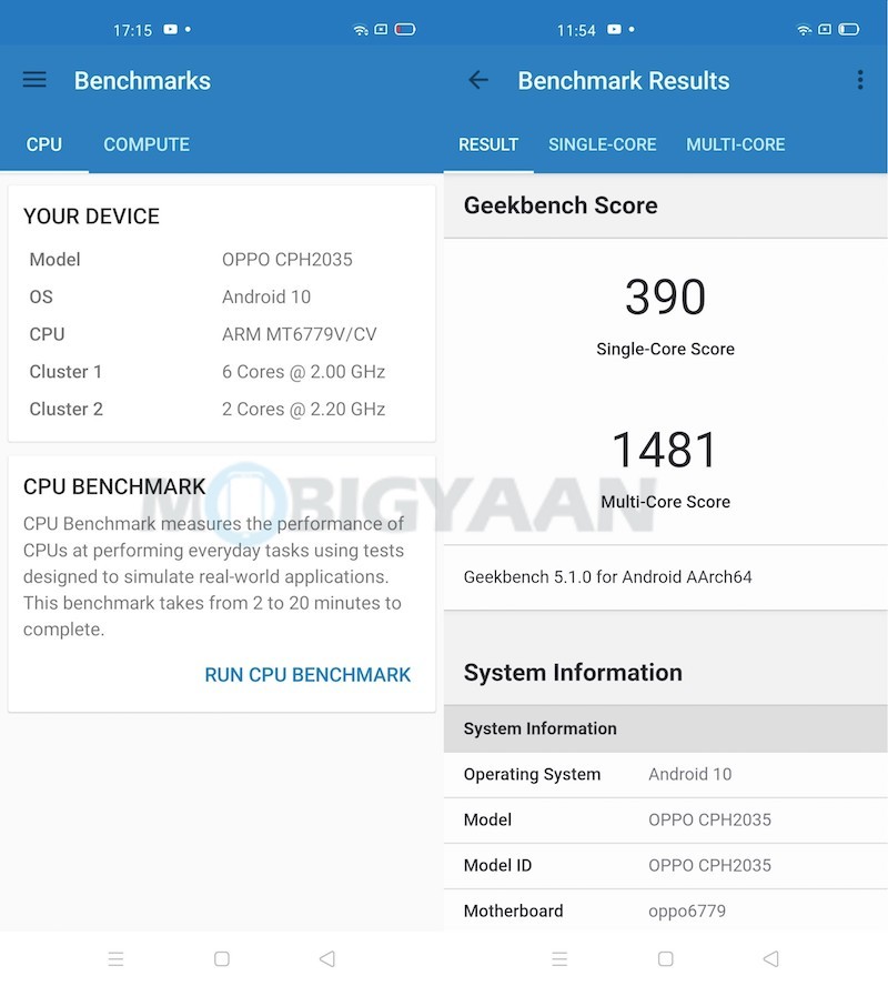 Geekbench 5 CPU 1 OPPO Reno3 Pro