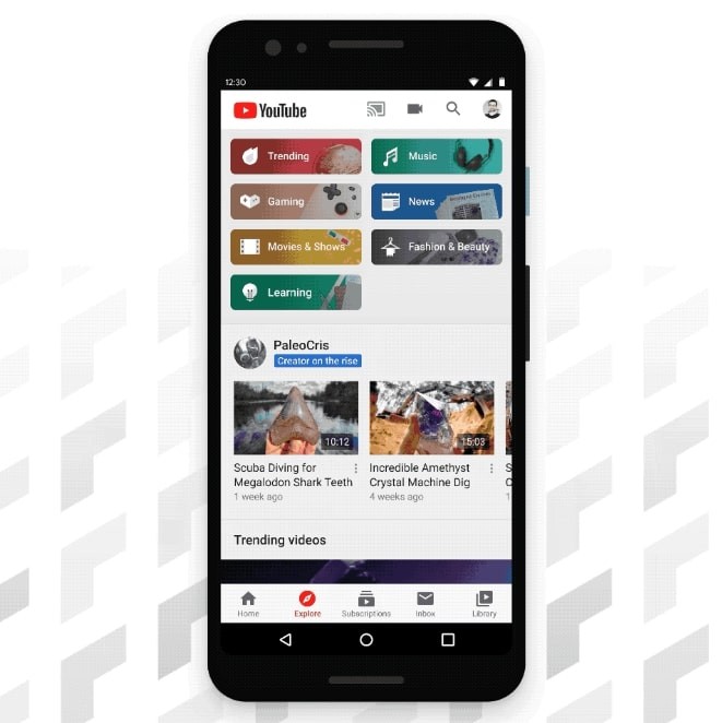 Youtube Explore Tab