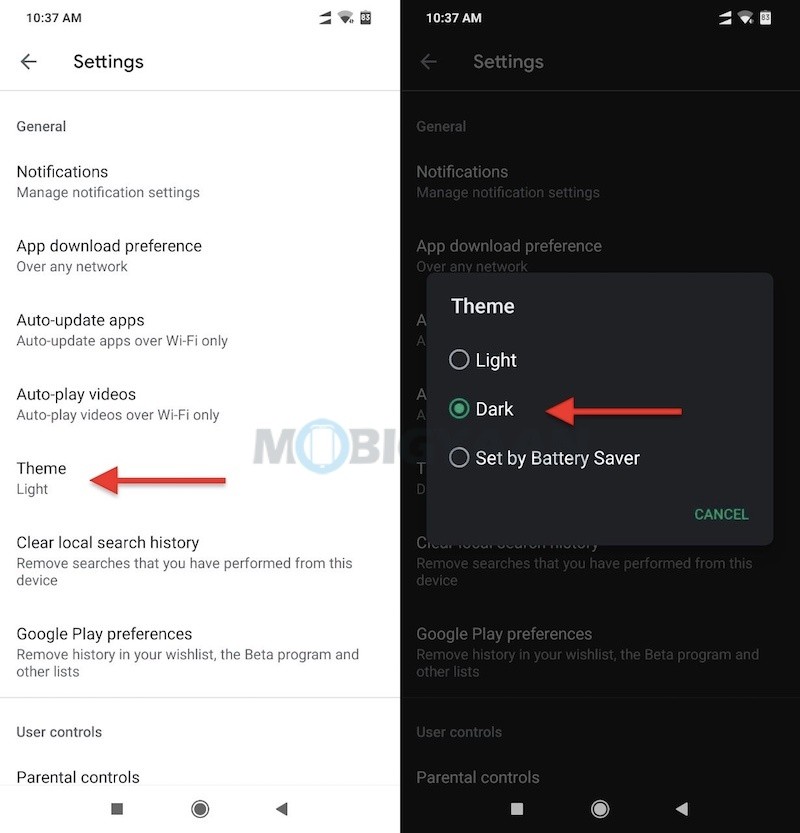 Dark Mode Google Play Store 1