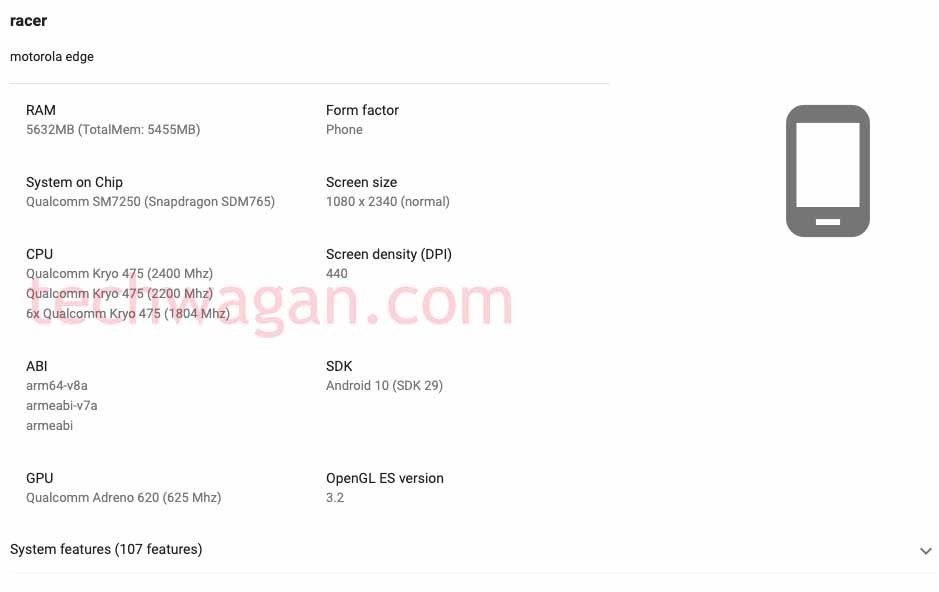 Motorola Edge Specs Leak