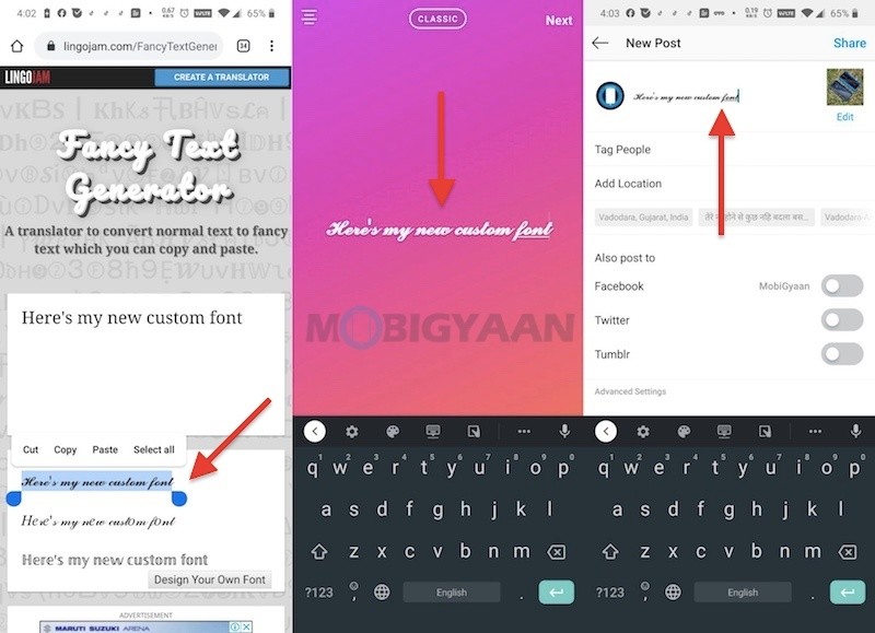 How to add custom fonts on Instagram Guide