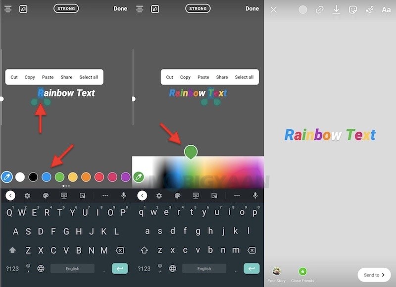 How to create Rainbow Text Effect on Instagram Guide 1