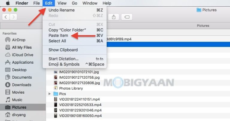mac paste shortcut cut and paste file