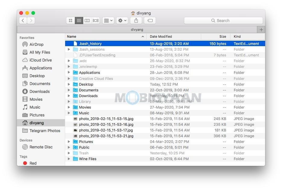 osx show hidden files