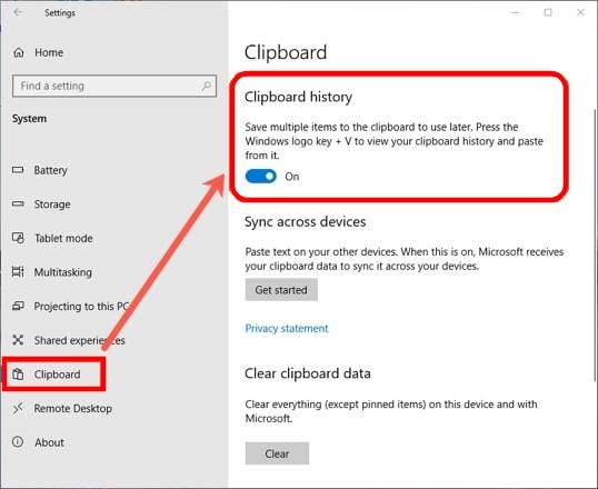 how to get clipboard history in windows 10