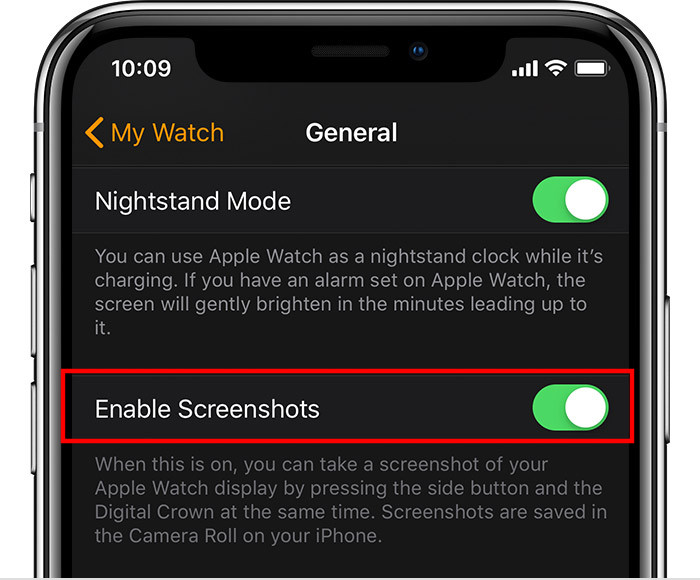 enable screenshot apple watch 1