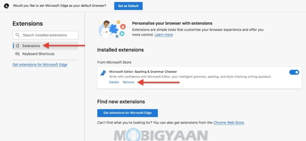 How to remove extensions in Microsoft Edges InPrivate mode 2