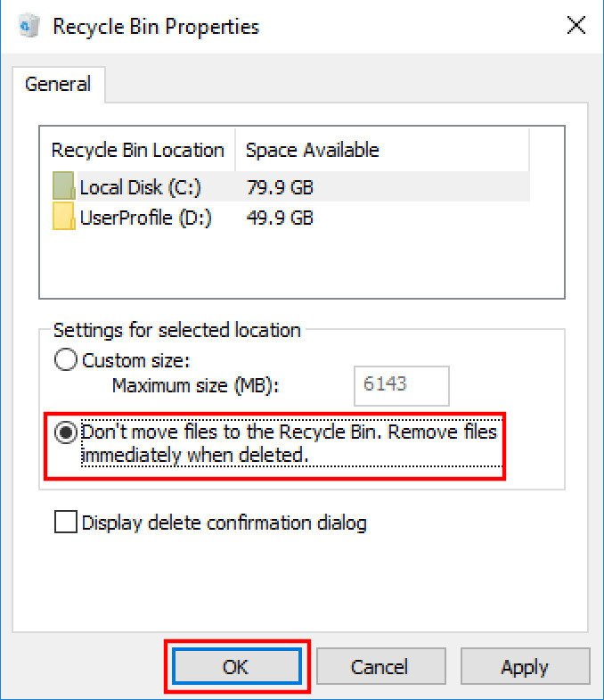 Skip Recycle Bin 2