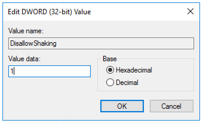 disallow shake minimize windows 3