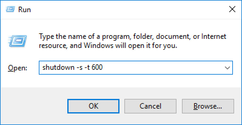 windows shutdown run command