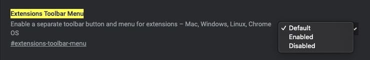 Chrome Extensions Toolbar Menu