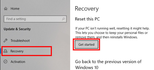 windows fresh start 1