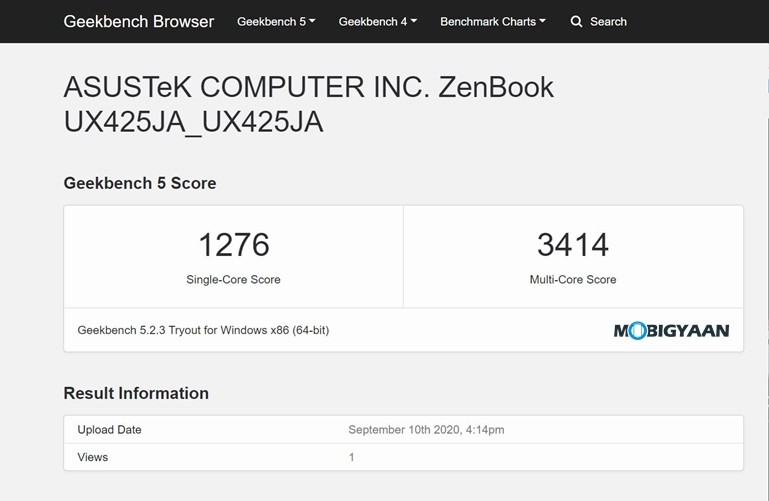 ASUS Zenbook 14 UX425JA Review 30 Geekbench 1