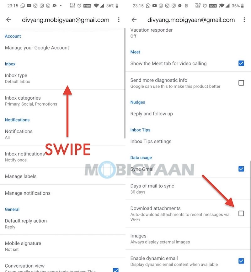 How to disable auto downloading of Gmail attachments