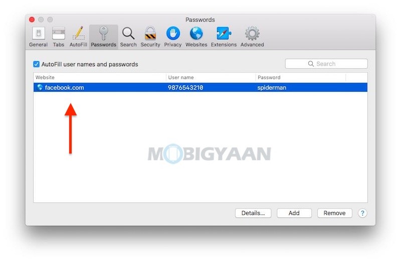 How to manually add passwords into Safari for auto login Mac 1