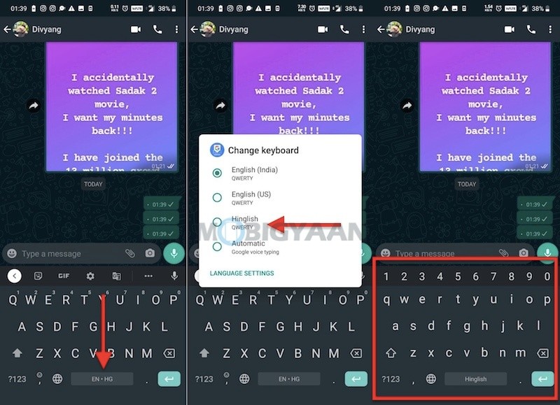 How to quickly change keyboard language in GBoard on Android 4